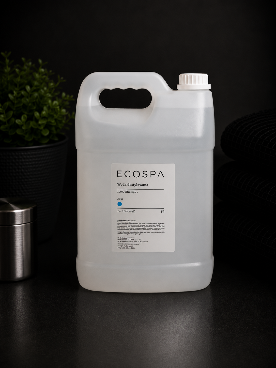 ECOSPA Woda Destylowana 5000 ml – Ultraczysta Woda do Kosmetyków i Urządzeń