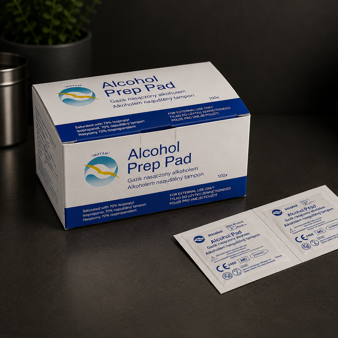 Gaziki Nasączone Alkoholem Alcohol Prep Pad 65 × 30 mm, ZARYS – 100 szt.