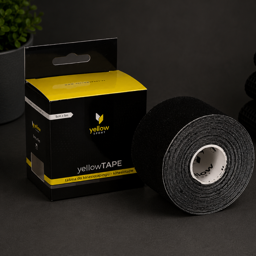 Taśma do Kinesiotapingu yellowTAPE Czarna 5 cm × 5 m, yellowSPORT - 1 szt.