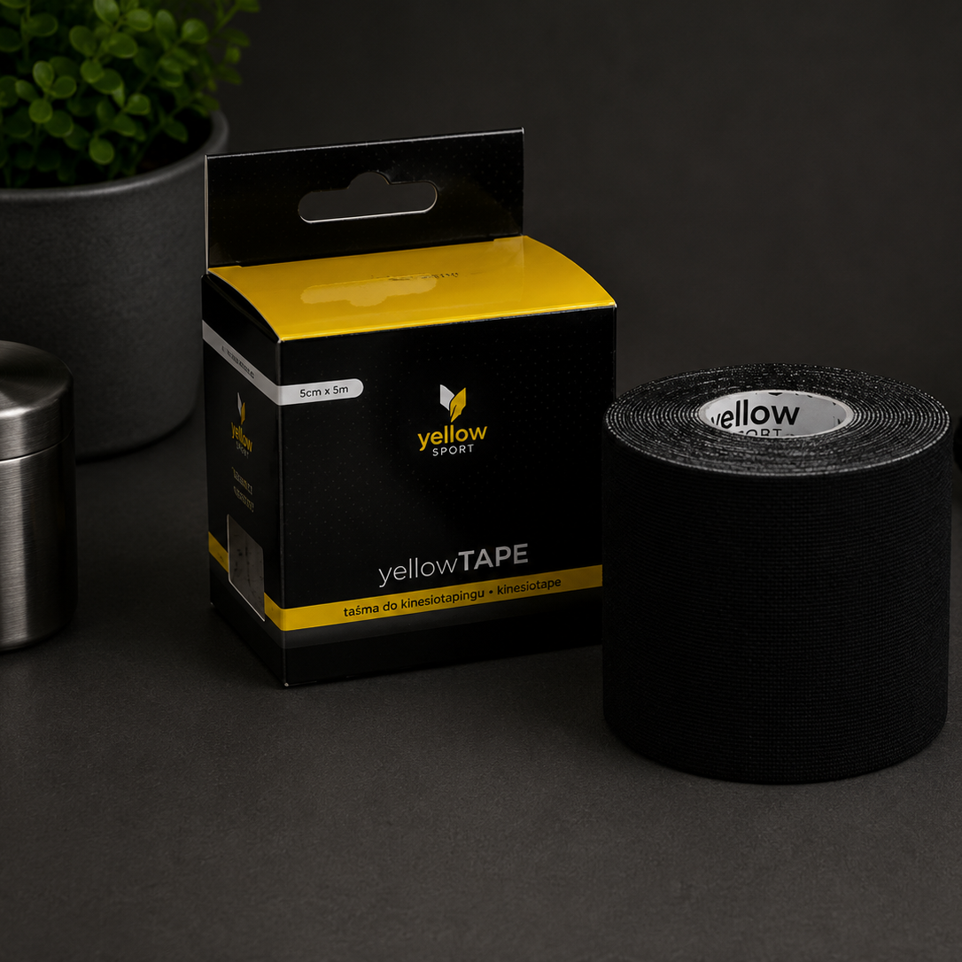 Taśma do Kinesiotapingu yellowTAPE Czarna 7,5 cm × 5 m, yellowSPORT - 1 szt.