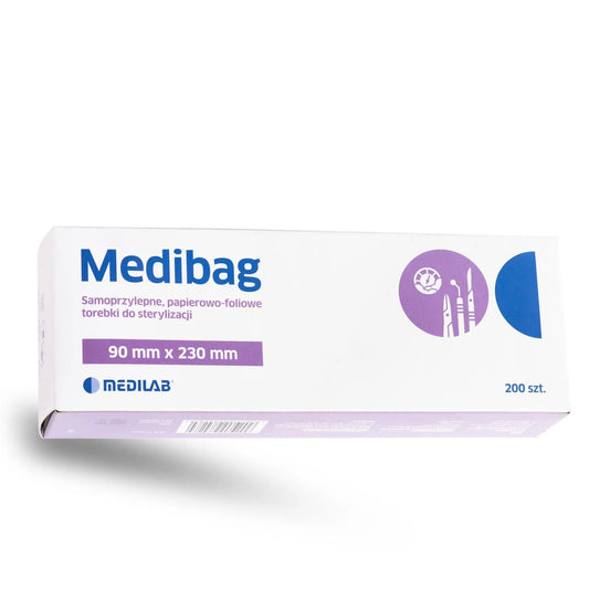 Torebki do Sterylizacji MEDIBAG Papierowo-Foliowe Samoprzylepne 90 × 230 mm – 200 szt. MEDILAB