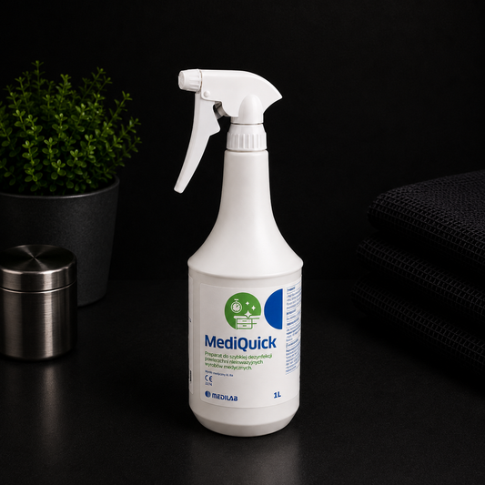 MediQuick 1000 ml ze Spryskiwaczem – Preparat do Dezynfekcji Powierzchni MEDILAB