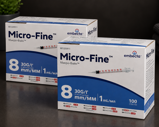 Embecta Micro-Fine™ Plus PRO – Strzykawki Insulinowe 1 ml 30G × 8 mm – 2 × 100 szt.