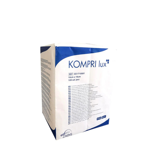 Kompresy Gazowe Niejałowe KOMPRI LUX 10 × 10 cm 13N 8W – 100 szt. ZARYS
