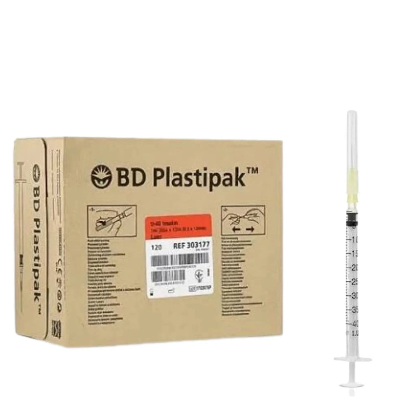 Strzykawka insulinowa BD Plastipak™ 1 ml U-40 z igłą 30G × 13 mm – sterylna, 120 szt.