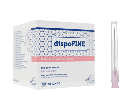 Igły iniekcyjne ZARYS Dispofine 18G (1,20 × 40 mm) – sterylne, 100 szt.