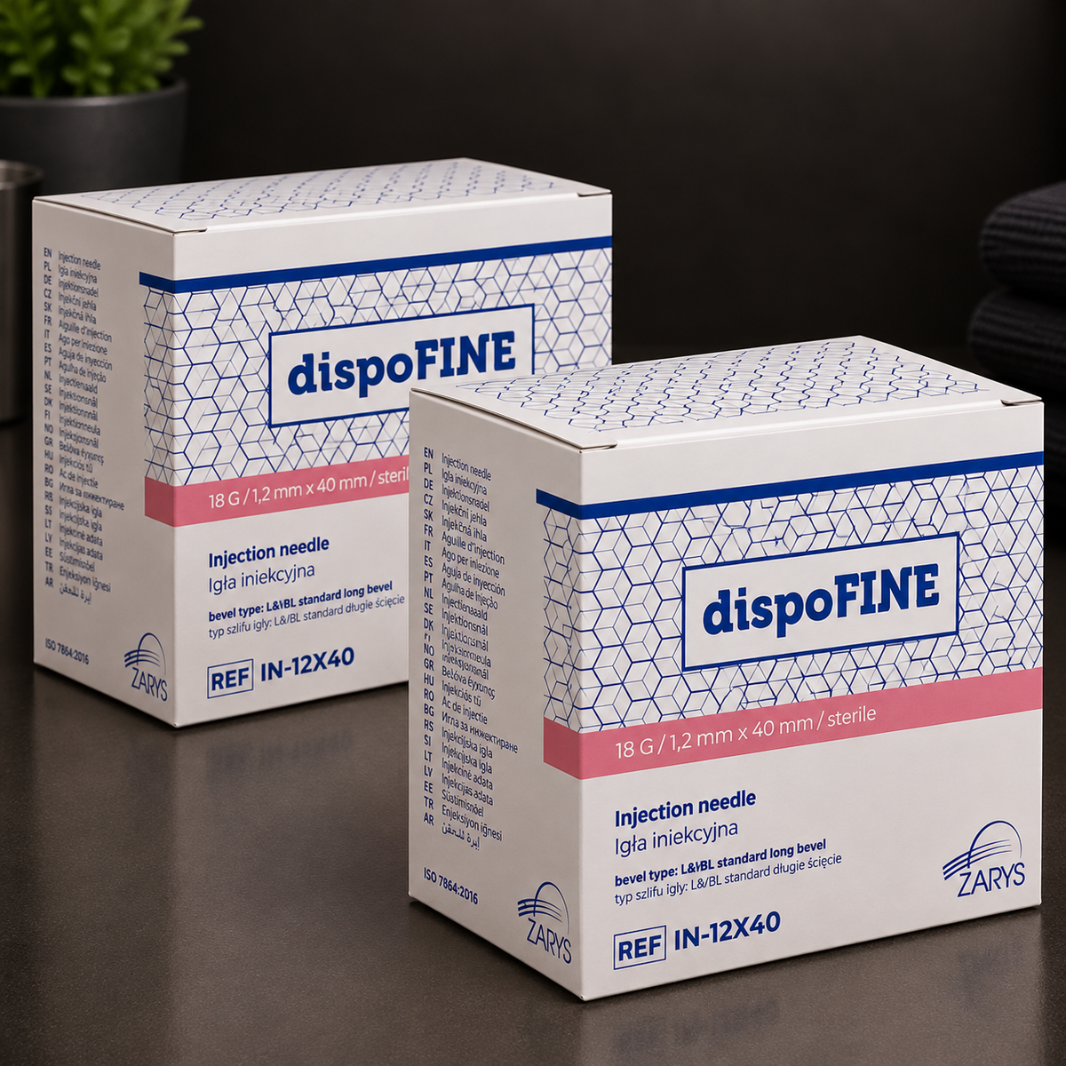 dispoFINE PRO – Igły Iniekcyjne 18G 1,20 × 40 mm, ZARYS – 2 × 100 szt.