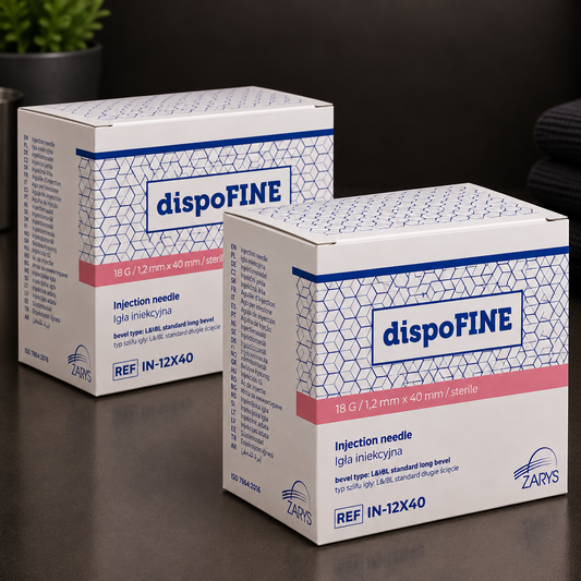 dispoFINE PRO – Igły Iniekcyjne 18G 1,20 × 40 mm, ZARYS – 2 × 100 szt.