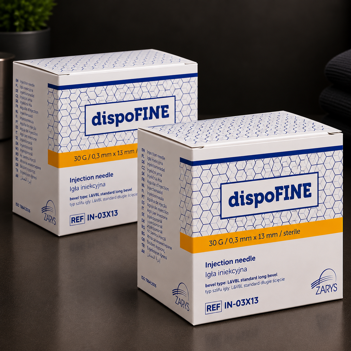 dispoFINE PRO – Igły Iniekcyjne 30G 0,30 × 13 mm, ZARYS – 2 × 100 szt.