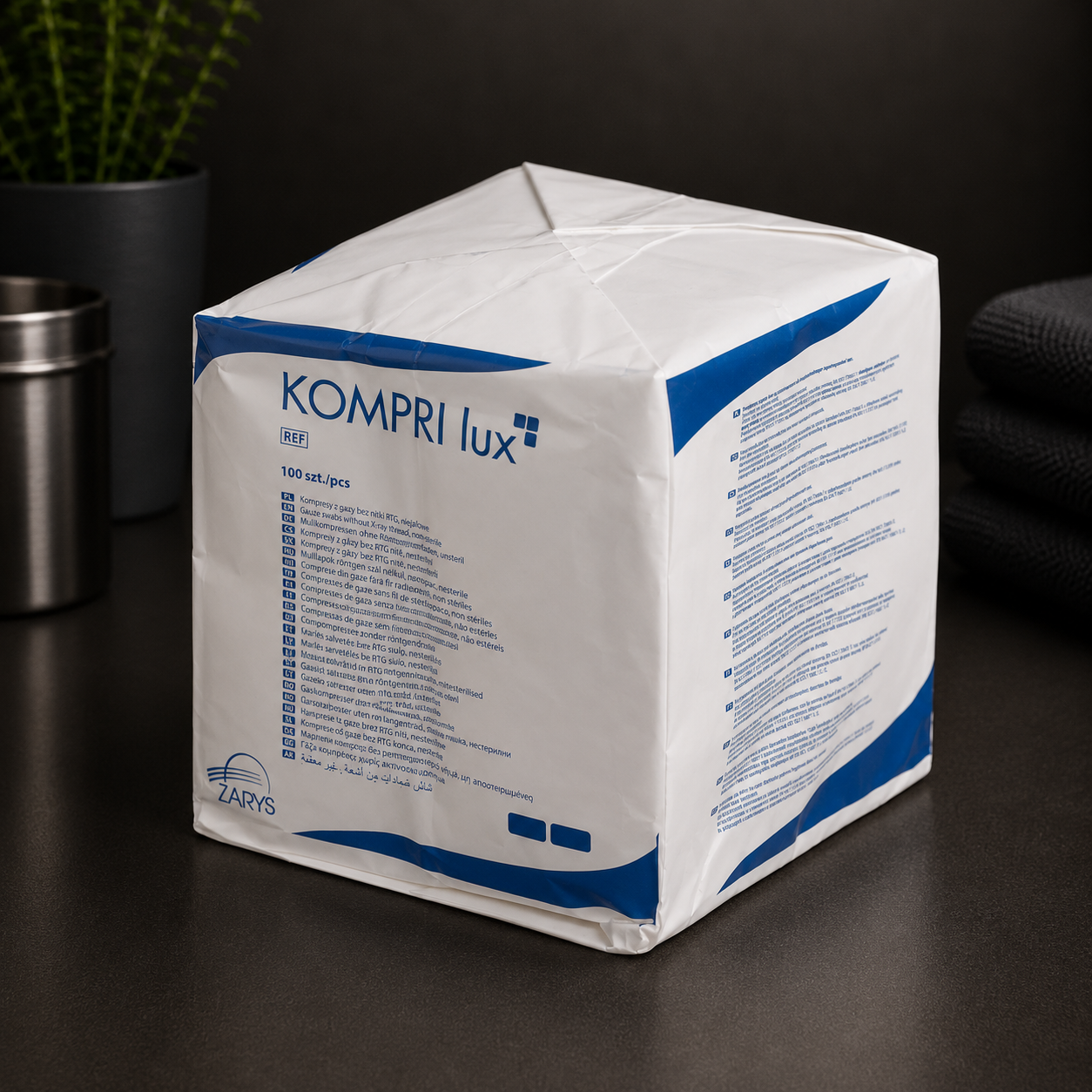 Kompresy Gazowe Niejałowe KOMPRI LUX 13N 8W 7,5 × 7,5cm, ZARYS – 100 szt.