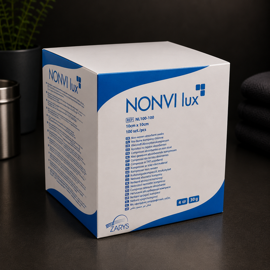 Kompresy Włókninowe Niejałowe NONVI LUX 30G 4W 10 × 10 cm, ZARYS - 100 szt.