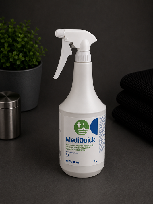 MediQuick 1000 ml ze Spryskiwaczem – Preparat do Dezynfekcji Powierzchni MEDILAB