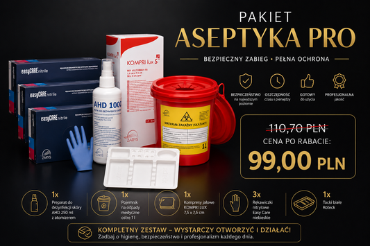 Pakiet Aseptyka PRO – Kompletny Zestaw do Dezynfekcji i Przygotowania Stanowiska Zabiegowego