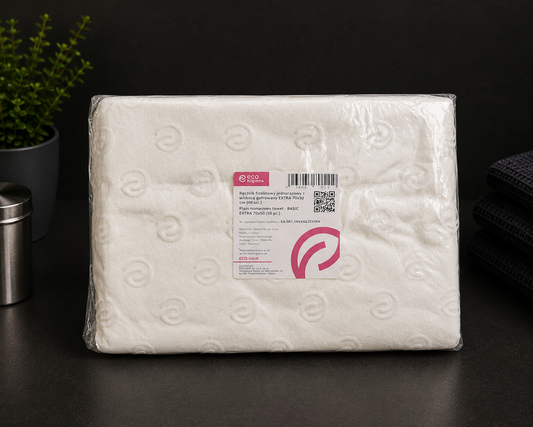 Ręcznik Fryzjerski z Włókniny Perforowanej 70 × 50 cm, EKO-HIGIENA – Biały, 50 szt.