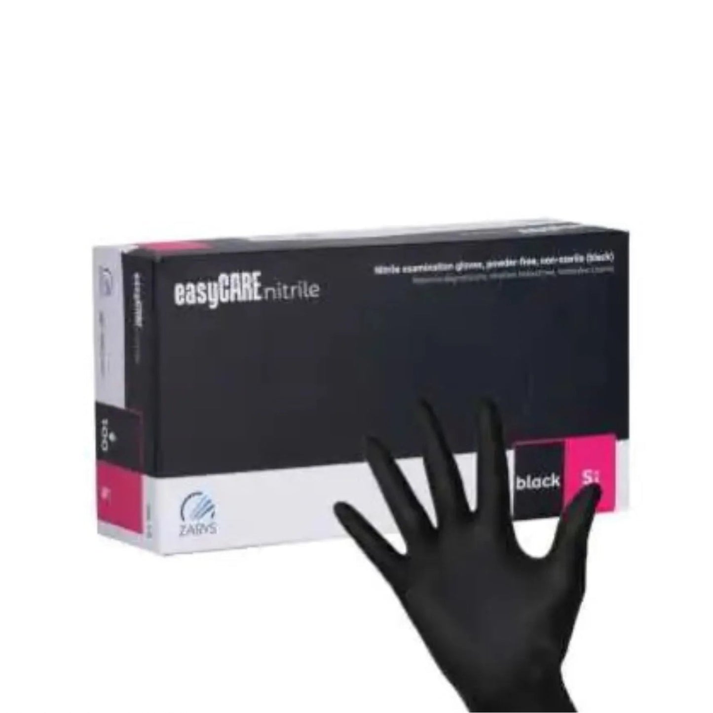 Rękawiczki nitrylowe bezpudrowe ZARYS easyCARE Black – czarne, 100 szt