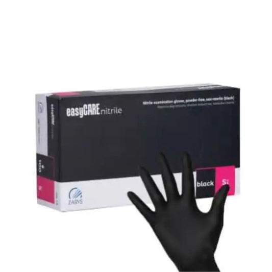 Rękawiczki nitrylowe bezpudrowe ZARYS easyCARE Black – czarne, 100 szt