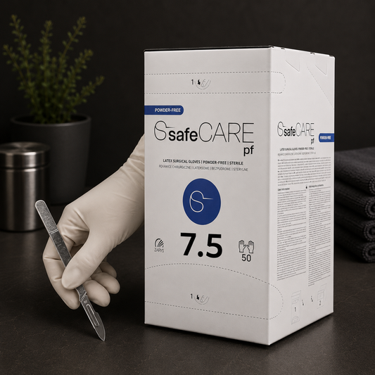 Rękawiczki Lateksowe Bezpudrowe safeCARE Chirurgiczne STERYLNE ZARYS rozm. 6.5 - 1 para
