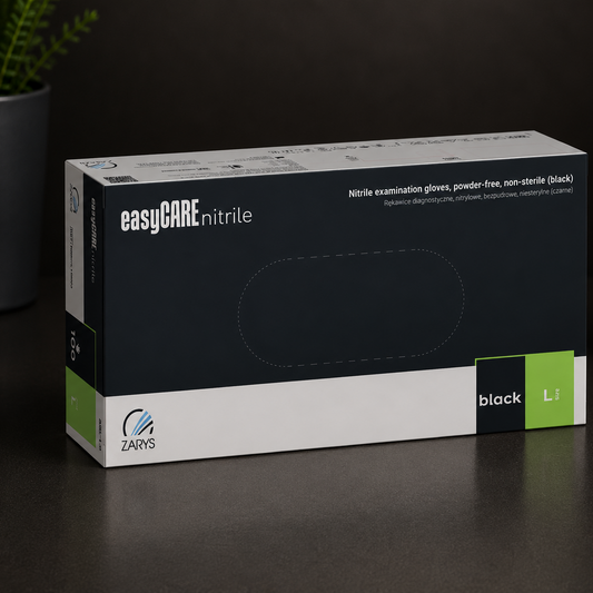 Rękawiczki Nitrylowe Bezpudrowe easyCARE Black, ZARYS – 100 szt.