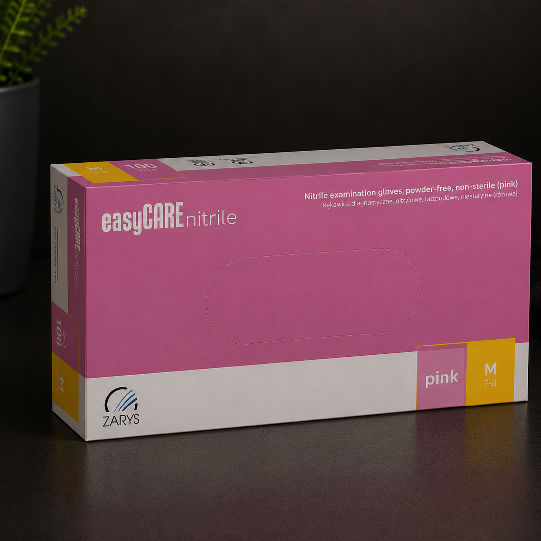 Rękawiczki Nitrylowe Bezpudrowe easyCARE Pink, ZARYS - 100 szt.