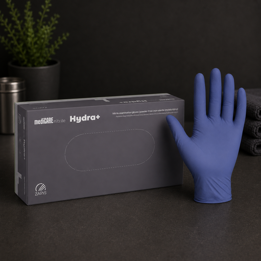 Rękawiczki Nitrylowe Bezpudrowe mediCARE Hydra+, ZARYS – 100 szt.