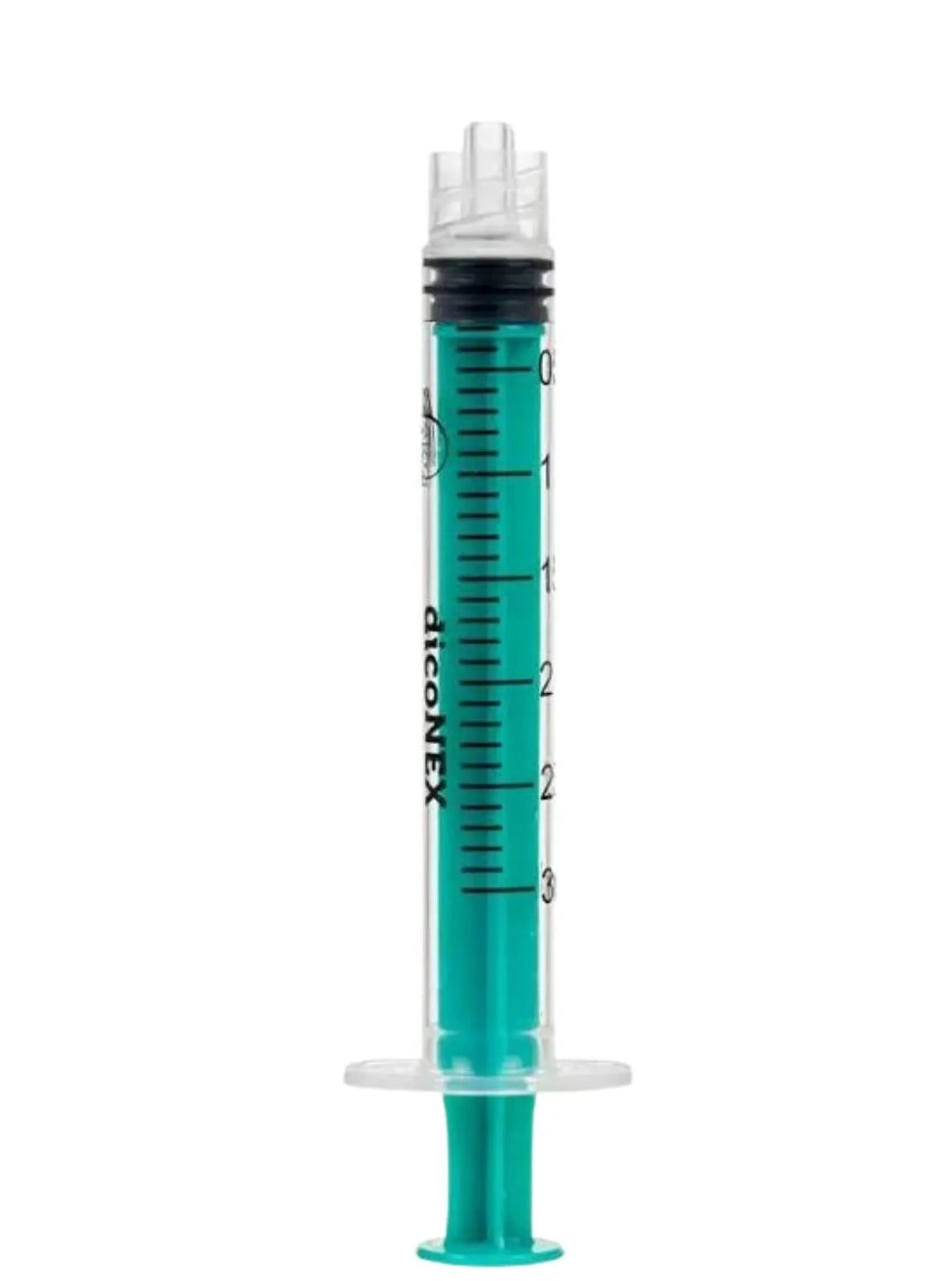 Strzykawka ZARYS dicoNEX Luer Lock 3 ml z zielonym tłokiem – 100 szt.