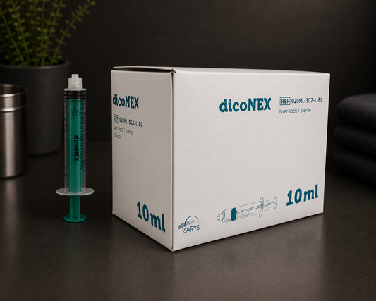 Strzykawka DicoNEX Luer Lock 10 ml Zielony Tłok, ZARYS – 100 szt.
