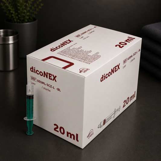 Strzykawka DicoNEX Luer Lock 20 ml, Zielony Tłok, ZARYS - 50 szt.