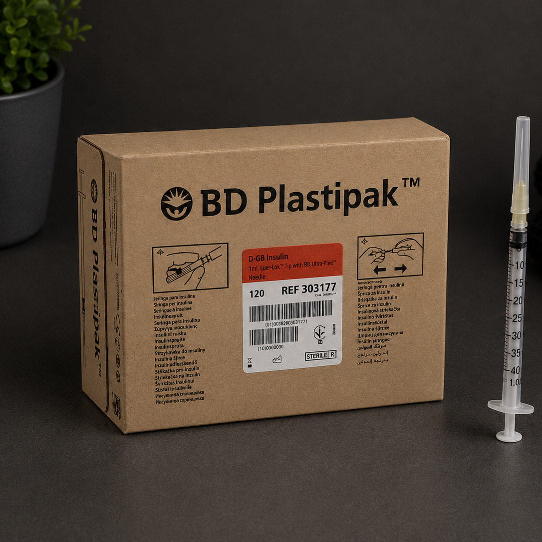 Strzykawka Insulinowa Sterylna BD Plastipak™ 1 ml U-40 z igłą 30G × 13 mm – 120 szt.