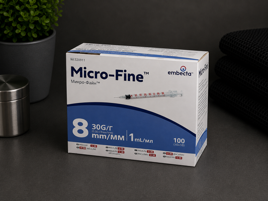 Strzykawki insulinowe Embecta (dawniej BD) Micro-Fine™ Plus 1 ml 30G × 8 mm – sterylne, 100 szt.