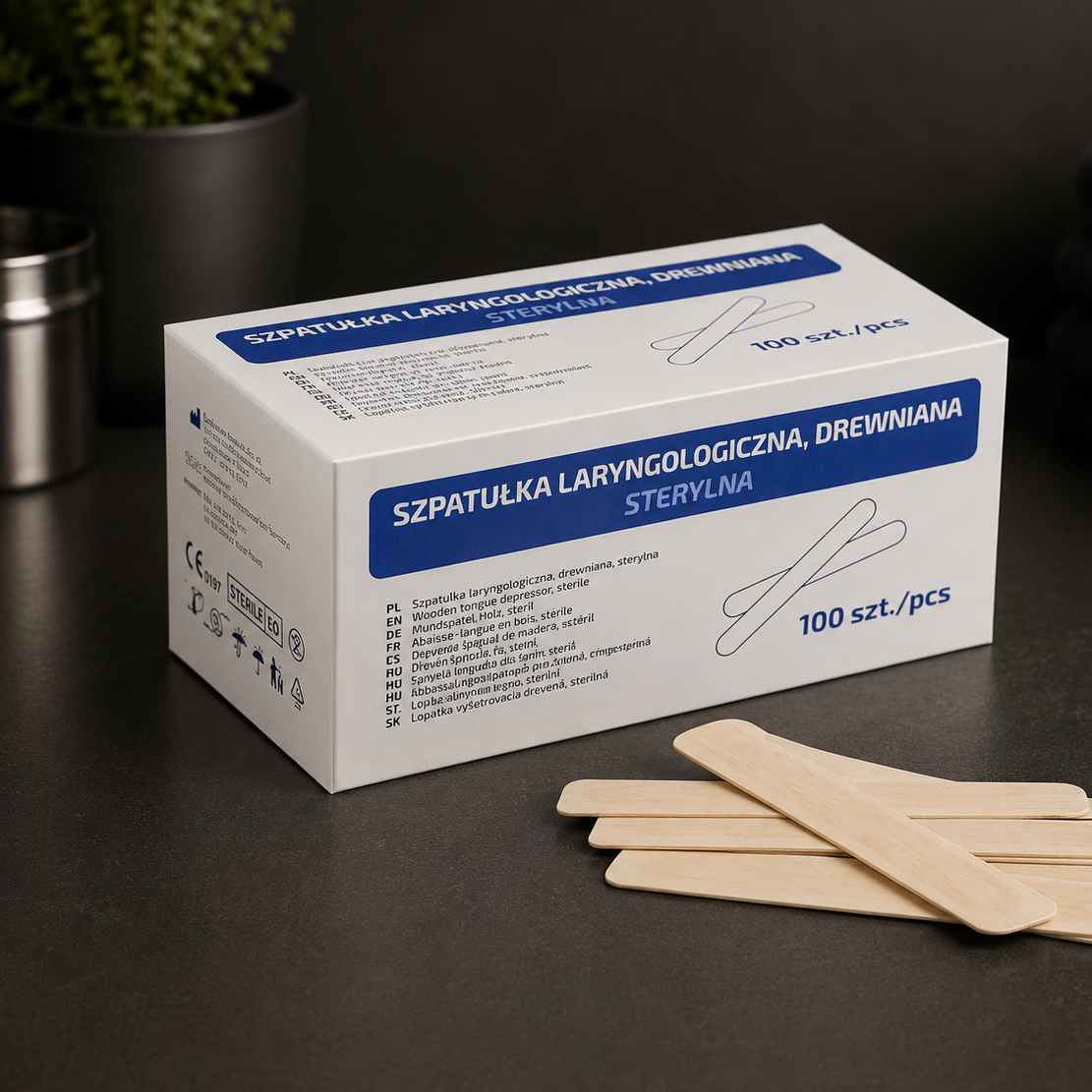 Szpatułki Laryngologiczne Drewniane Sterylne ZARYS – 100 szt.