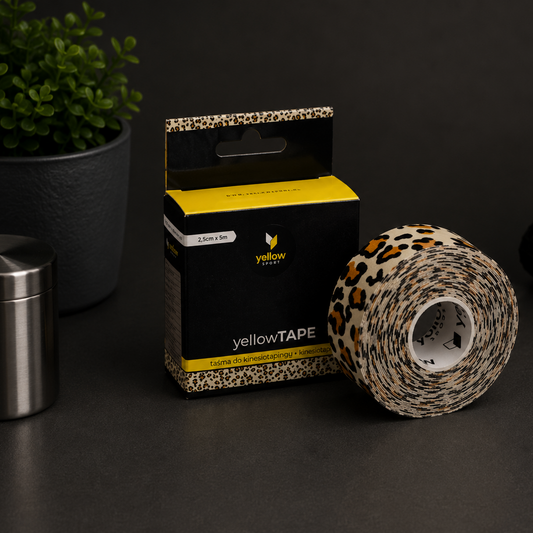 Taśma do Kinesiotapingu Limfatycznego Twarzy yellowTAPE Panterka 2,5 cm × 5 m, yellowSPORT - 1 szt.