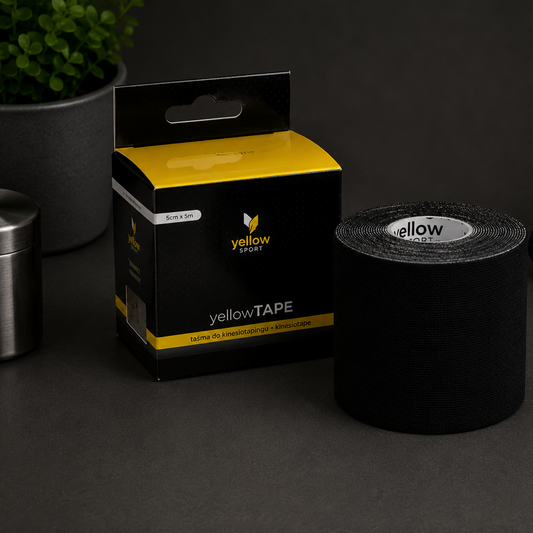 Taśma do Kinesiotapingu yellowTAPE Czarna 7,5 cm × 5 m, yellowSPORT - 1 szt.