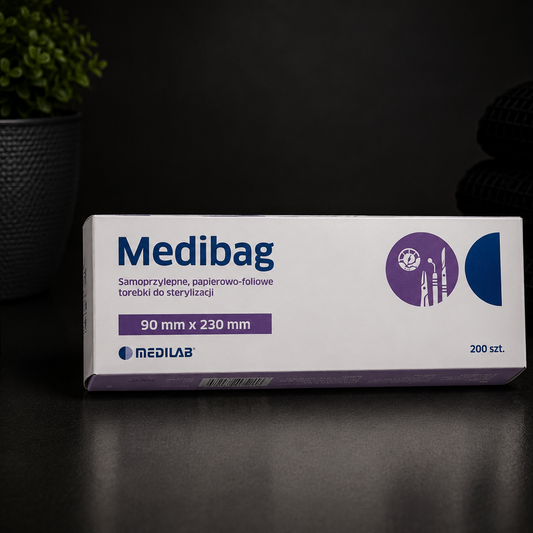 Torebki do Sterylizacji Papierowo-Foliowe Samoprzylepne MEDIBAG 90 × 230 mm, MEDILAB – 200 szt.