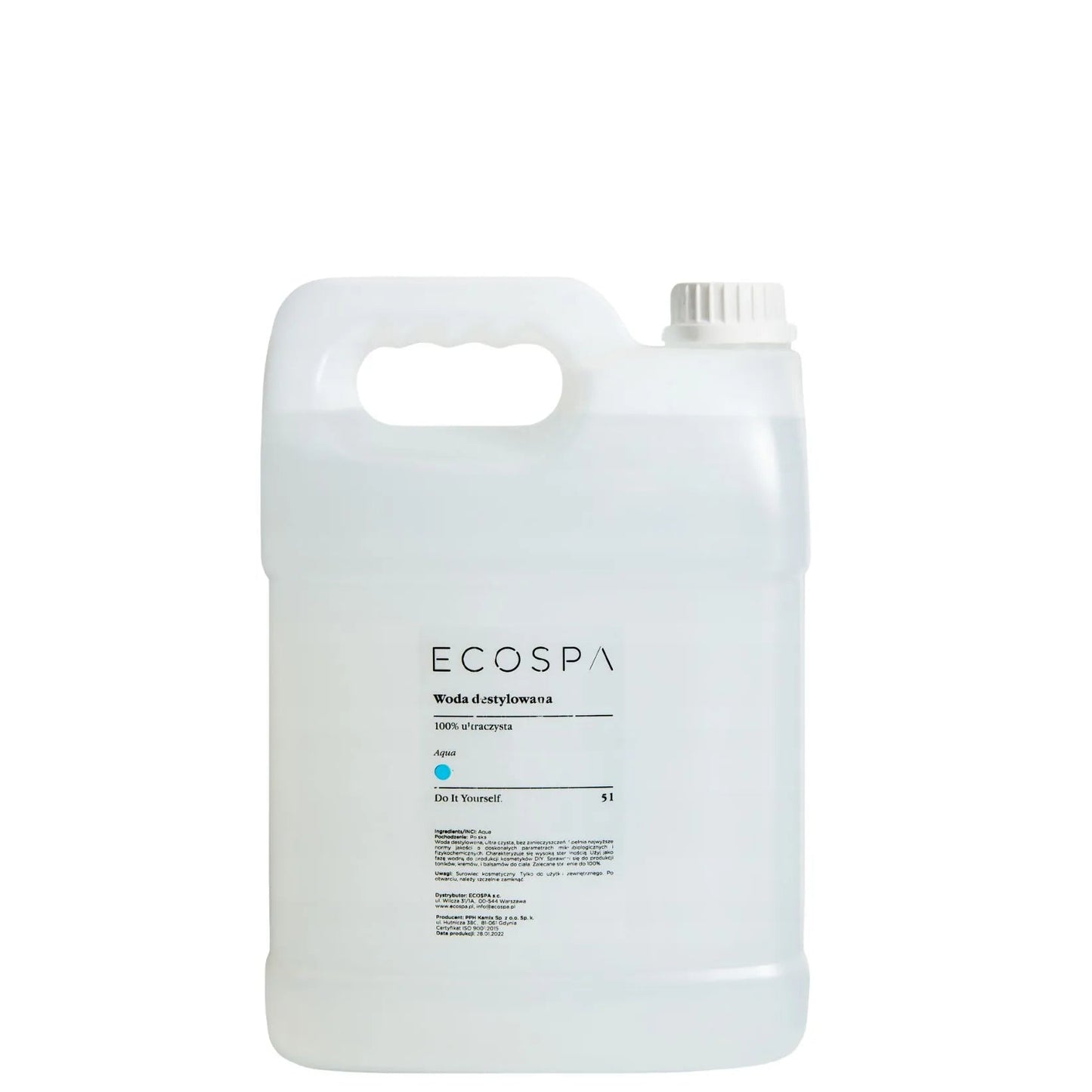 ECOSPA Woda Destylowana 5000 ml – Ultraczysta Woda do Kosmetyków i Urządzeń