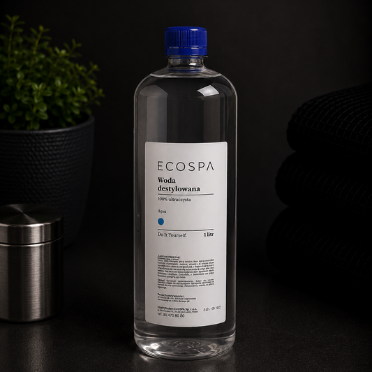 Woda destylowana ECOSPA 1000 ml – ultraczysta do kosmetyków i zastosowań technicznych