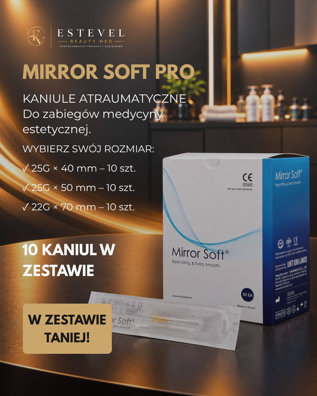 Mirror Soft PRO – Kaniule Atraumatyczne 25G × 40 mm – 10 szt.